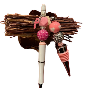 Handmade Breast Cancer Awareness Pen and Wine Stopper